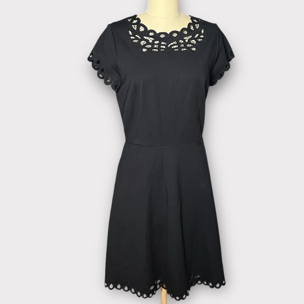 White House Black Market Black Laser Cut Dress sz 10
